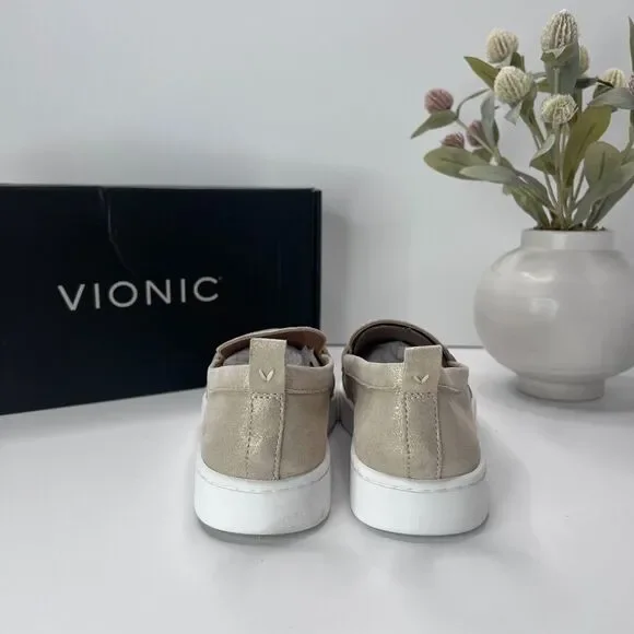 Vionic Uptown Leather Slip On Loafer Shoe Gold I6609L4701 Women's 6 M NWB - Picture 5 of 9